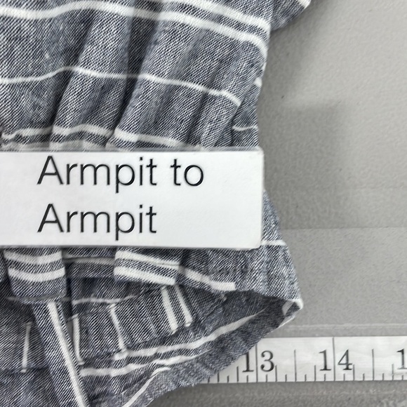 Roxy Tank Top Crop NWT Bikini Mood Boxy Linen Stripes Gray White Size X Small XS - Picture 13 of 14